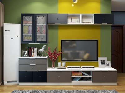 現(xiàn)代簡(jiǎn)約客餐廳 客廳定制家具_(dá)家居100