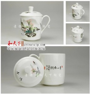 高檔骨質瓷水杯,青花瓷茶杯,禮品杯子定制廠家